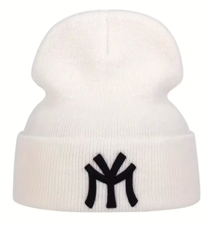 NY Logo Beanie — White
